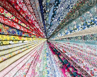 50 Liberty Tana Lawn®- 5 inch Fabric Patchwork Squares, Lightweight Fabric Quilting Squares, Fine Weave Cotton Textiles