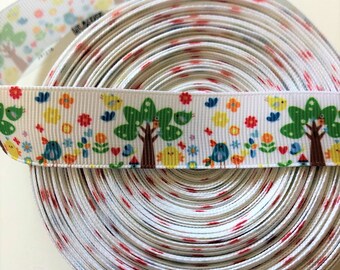 2 Metres of 22mm Bird Grosgrain Ribbon