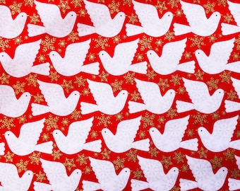 Tela de algodón de Navidad, tela de costura y artesanía, tela metálica, tela de paloma, por el cuarto gordo / medio metro / metro - Dashwood Skogen