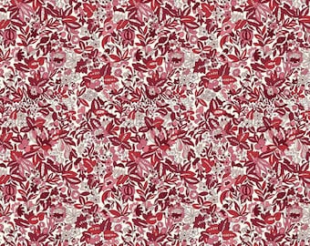 Liberty Fabric Quilting Cotton by the metre, Flower Show Winter, Hyde Floral, red white holiday floral home decor dress fabric discontinued