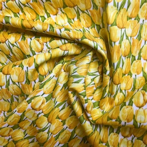 Makower Fabrics Quilting Baumwolle Meterware, Sommergarten, Tulpen gelb, floral Blumen home Dekor Kleiderstoff eingestellt