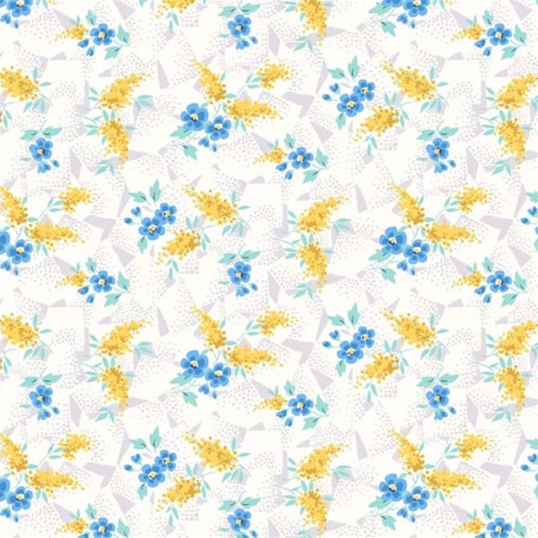 Liberty Fabric cotton by the fat quarter/half metre/metre The Artists Home Collection Sussex Sprig floral yellow blue green home decor dress