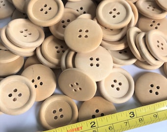 25mm Light Brown Wooden Buttons - pack of 6