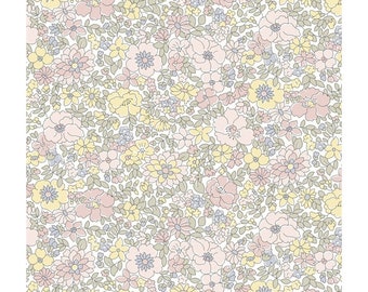 Liberty Fabric, Flower Show Pebble, Arley Park Lasenby Cotton by the fat quarter/half metre/metre floral grey white quilting dress