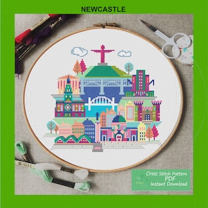 Newcastle Modern Art Cross Stitch Pattern Embroidery Download