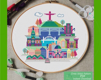 Newcastle Modern Art Cross Stitch Pattern Embroidery Download