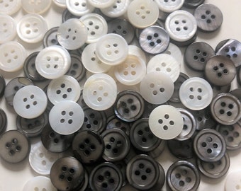 6 Natural Shell Buttons - Made From Real Freshwater Shell