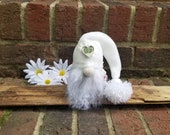 SPARKLING HEART GNOME, white nordic gnome, heart, gnome, swedish gnome, tomten, valentinesday gnome, Scandinavian gnome, gnome need a home,