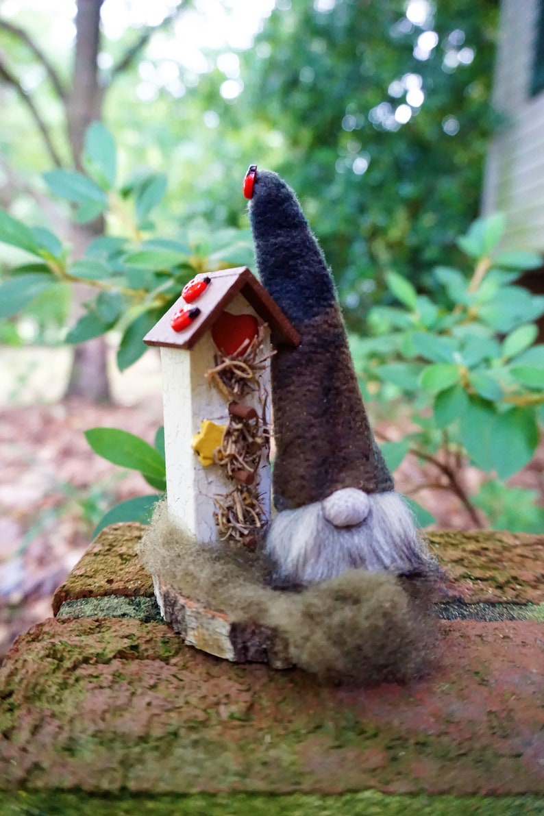 v\u00e4tter nordic design ladybugs GNOME with BIRDHOUSE and LADYBUGS tomte bird house swedish gnome scandinavian decor summer christmas
