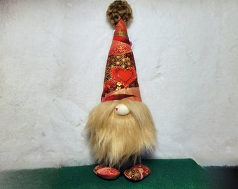 LOVE GNOME, Nordic desugned gnome, good luck gnome, handmade gnome, for your special someone, swedish design