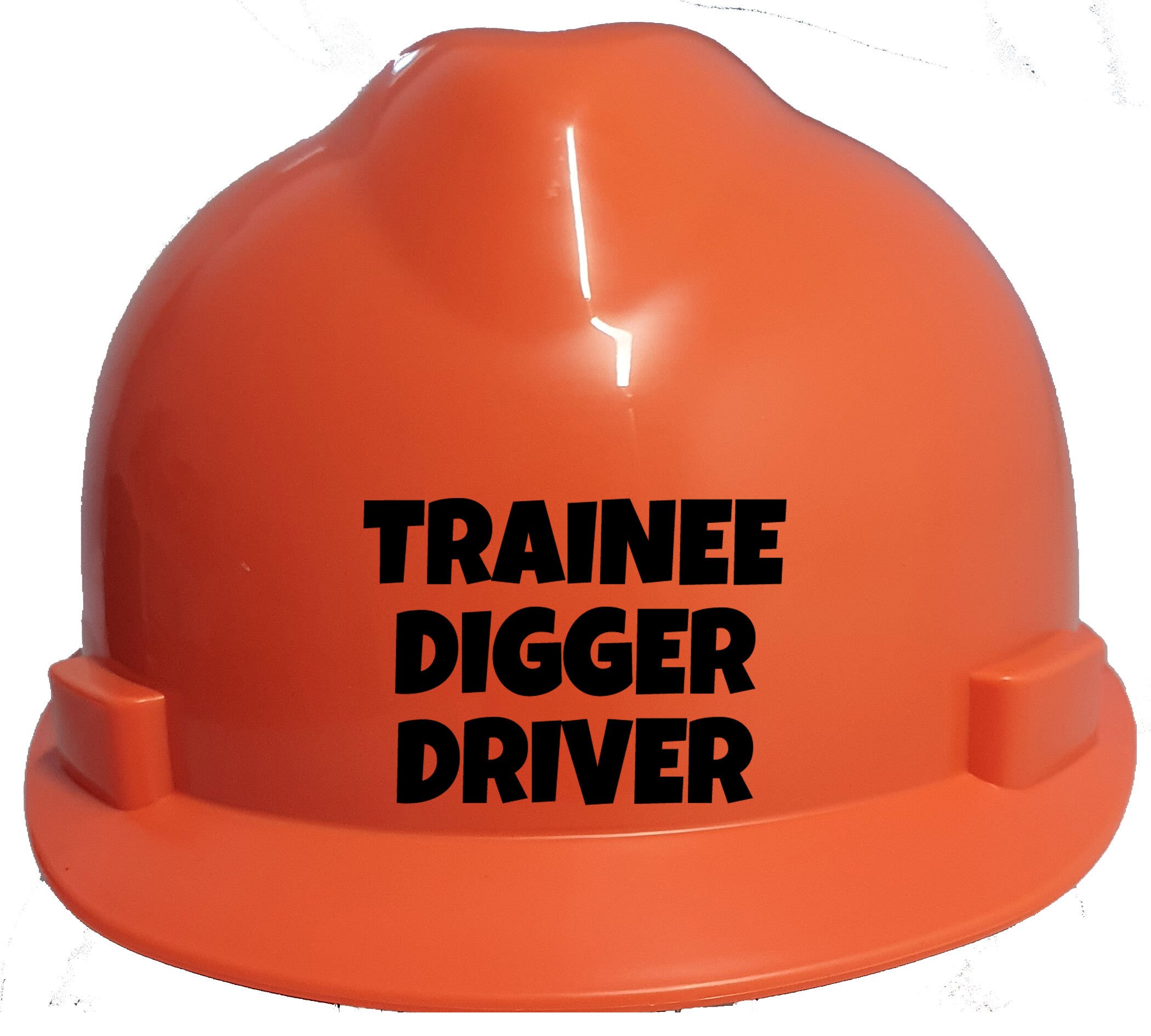 Personalized Kids' Hard Hat – 'Trainee Digger Driver' Safety Helmet With Chin Strap & Ratchet Adjust (Ages 1-12)-626066