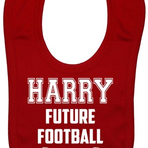 Personalised Name Future Football Star Baby Feeding Bib Newborn to 3 Years Approx Soccer