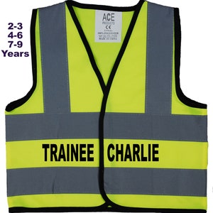 Young Rider Baby, Children's, Kids, Toddler Yellow Hi Vis Safety Jacket Sizes 0 to 9 Years Optional Personalised On Front Yellow. Horse image 7