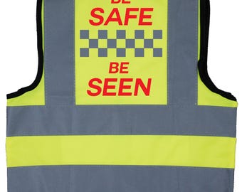 Veste de sécurité haute visibilité pour enfants : gilet réfléchissant pour enfants Soyez prudent, soyez vu. Texte personnalisé en option sur le devant