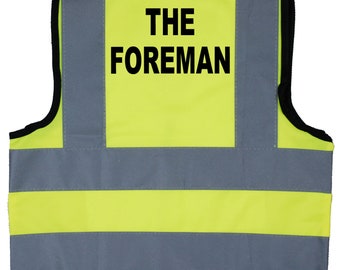 The Foreman Baby, Children's. Kids, Toddler Hi Vis Safety Jacket, Vest Yellow Sizes 0 to 8 Years Optional Personalised On Front Builder