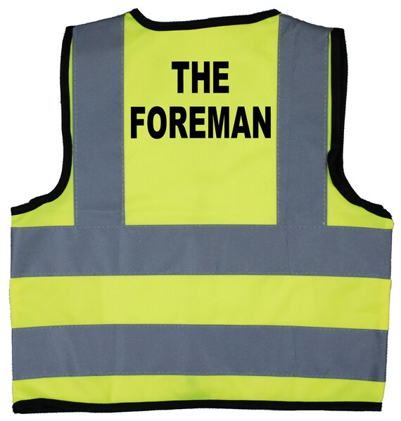 The Foreman Baby Children s. Kids Toddler Hi Vis Safety Jacket Vest Yellow Sizes 0 to 8 Years Optional Personalised on Front Builder Etsy