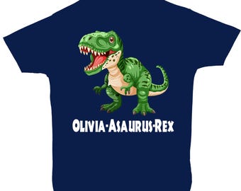 Personalised Name T-Rex Short Sleeve T-Shirt, Top, Baby, Toddler, Children's 0 to 5 Years