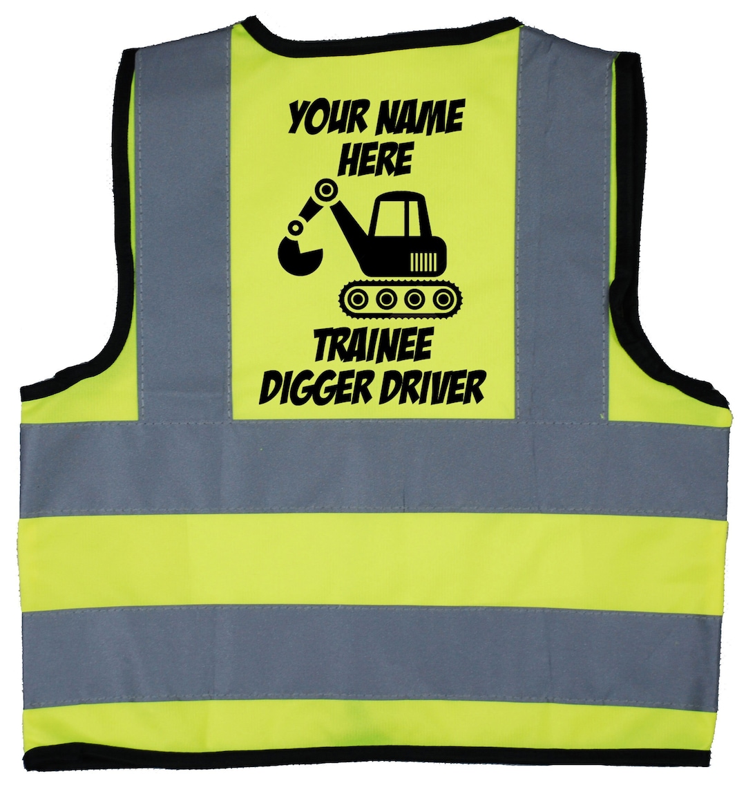 Acce Products Trainee Truck Driver Baby, Children, Kids Hi Vis Safety Jacket, Vest Sizes 0 To 8 Years Optional Personalised On Front
