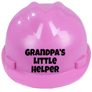 Children's Hard Hat Grandpa's Little Helper Kids, Toddler Safety Construction Helmet with Chin Strap One Size for 1-12 Years Approx.