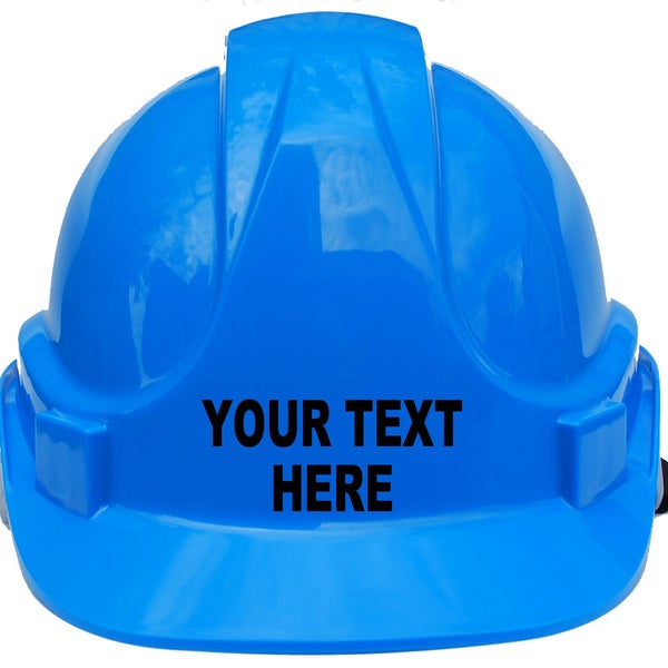 Children, Kids Personalised Own Text, Bespoke, Hard Hat Safety Construction Helmet with Chin Strap One Size for 1-7 Years Approx Unisex