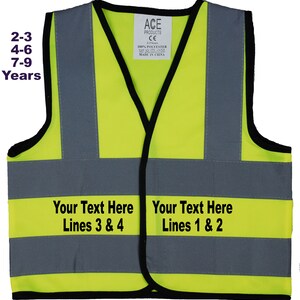 Young Rider Baby, Children's, Kids, Toddler Yellow Hi Vis Safety Jacket Sizes 0 to 9 Years Optional Personalised On Front Yellow. Horse image 4