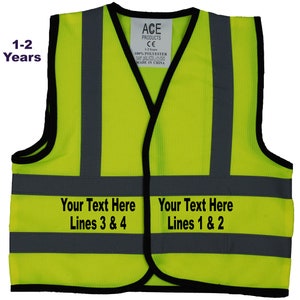 Young Rider Baby, Children's, Kids, Toddler Yellow Hi Vis Safety Jacket Sizes 0 to 9 Years Optional Personalised On Front Yellow. Horse image 5