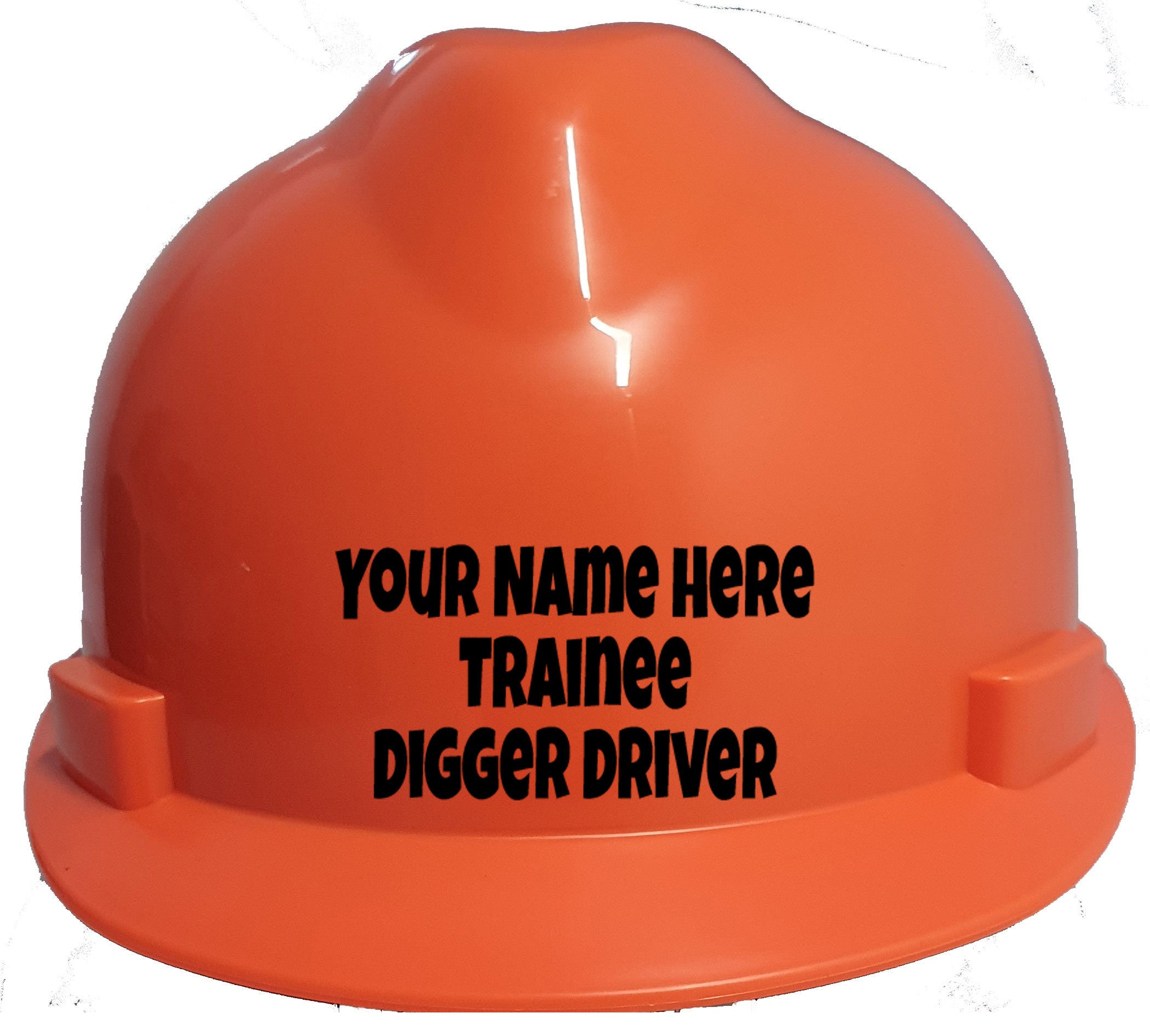 Personalized Kids' Hard Hat – 'Trainee Digger Driver' Safety Helmet With Chin Strap & Ratchet Adjust (Ages 1-12)-626066