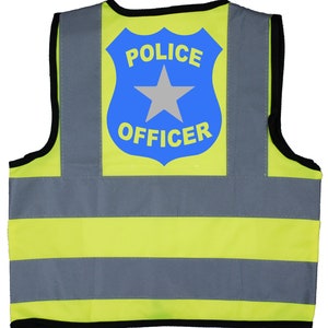 Police Officer Children's Hi Vis Safety Jacket. Optional Personalised Text On Front