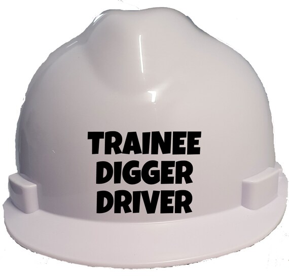Personalized Kids' Hard Hat – 'Trainee Digger Driver' Safety Helmet With Chin Strap & Ratchet Adjust (Ages 1-12)-626066