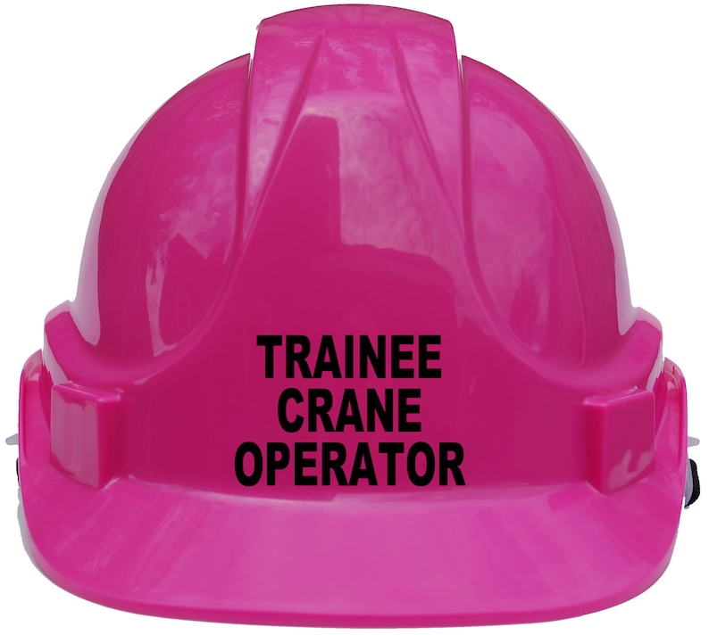 Pink /& Yellow Trainee Crane Operator Children Kids Hard Hat Safety Helmet With Chin Strap One Size Unisex White Blue