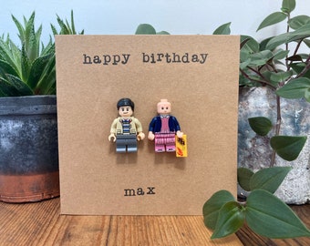 Personalised Hand Stamped Card Stranger Things Mini figure Will, Eleven 11 Birthday or Anniversary gift retro Friends don’t lie