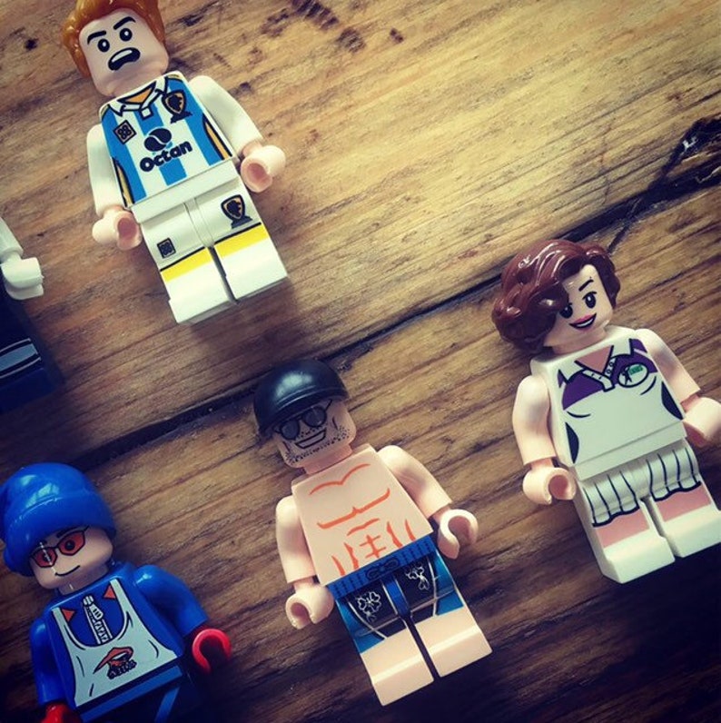 Basketball Tennis Brick Minifigures inc free /'Lego Go Create/' card Personalised Sports Player Greeting Card Birthday Football Baseball