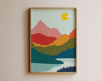 Colorful Mountain Landscape | Landscape Art | Instant Download | Digital Download | Printable Wall Art