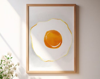 Sunnyside Up Egg Art | Kitchen Food Art | Watercolor Fried Egg Print | Digital Download | Instant Download