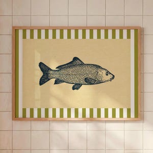 Vintage Fish Print | Antique Unique Wall Art Animal Poster | Horizontal Lake House Decor Vintage Beach Decor Unframed Matte Physical Print