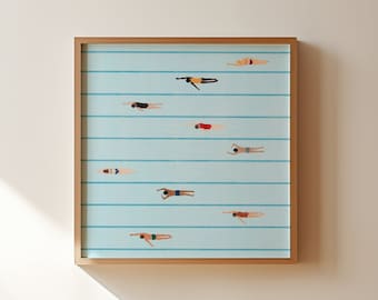 People Swimming in the Pool | Pool Art | Digital Download | Printable Wall Art | Instant Download