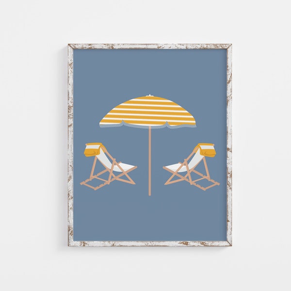 Minimalit Beach Chair Print | Summer Wall Art | Beach House Decor | Nautical Tropical Poster | Digital Download | Printable Wall Art