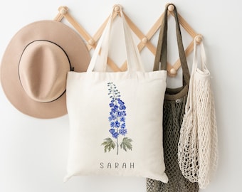 Custom Birth Flower Gift | Personalized Canvas Tote Bag | Best Friend Gift | Bridesmaid Gift | Birthday Gift for Mom | Birth Flower Tote Bag