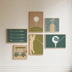 Set of 6 Retro Golf Prints | Office Wall Art | Golfing Posters | Gift for Golfer | Father&#39;s Day Gift | Gallery Wall Art | Digital Download
