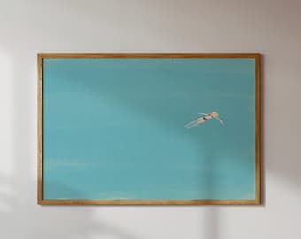 Blonde Girl Floating in Pool | Horizontal Swimming Wall Art | Minimalist Pool House Print | College Dorm Beach House Decor Digital Download