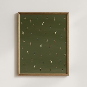 Impresión de pequeños golfistas / Arte minimalista retro de personas, regalo para papá golfista, abuelo, decoración de oficina moderna y única, póster mate, impresión física sin marco