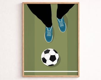 Soccer Player Print | Minimalist People Art | Gift for Soccer Player | Modern Sports Home Office Decor Poster Digital Download Printable Art
