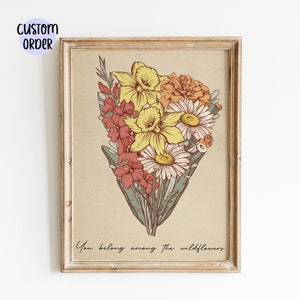 Mothers Day Gift for Grandma Birth Flower Bouquet Personalized Gift Custom Mother Day Gift Personalized Garden Print Birth Month Flower Art