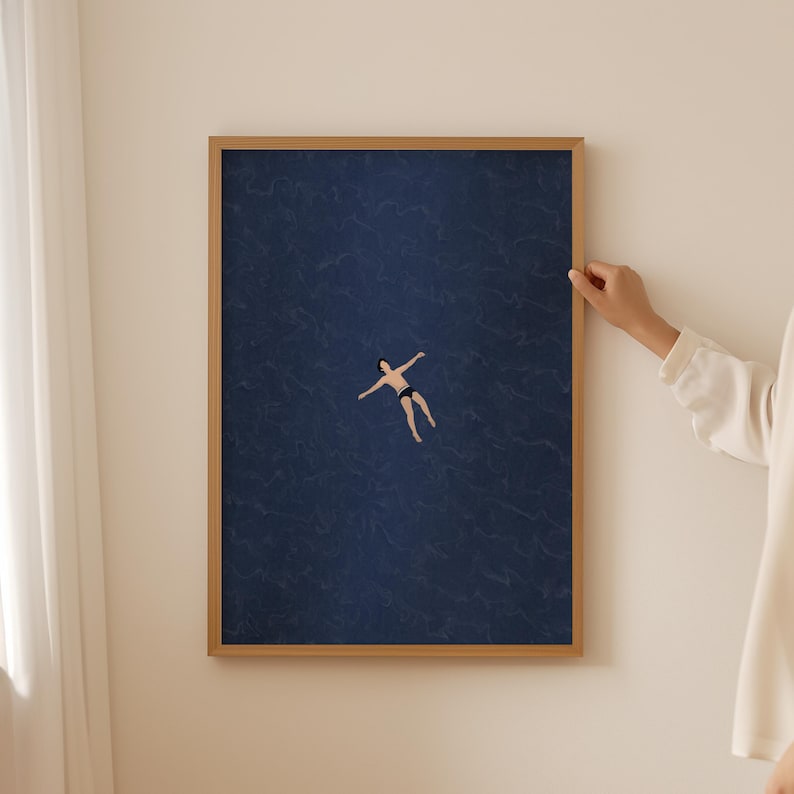 Man Floating in Water | Swimming Pool Wall Art |tiny People Swim ...