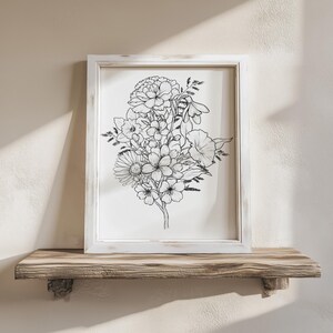 CUSTOM Birth Flower Tattoo Design | Family Flower Bouquet Personalized Gift Minimalist Spine Tattoo Design Gift for Family Digital Download image 14