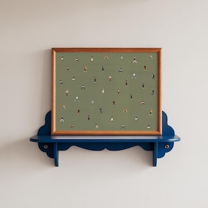 Tiny Softball Players Print | Retro Minimalist People Art | Gift for Softball Mom Horizontal Girls Room Wall Decor Matte Physical Art Print