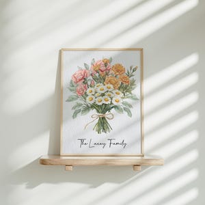Family Birth Flower Bouquet Gift | Nana's Garden Mother's Day Grandma Gift Watercolor Birth Month Flowers Personalized Gift Digital Download image 18