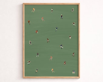 Tiny Rugby Players Print | Minimalist People Art | Gift for Rugby Player | Green Home Office Decor Poster | Digital Download Printable Art