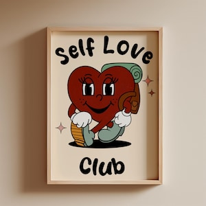 Retro Cartoon Heart Print | Cute Vintage Art | Inspirational Bedroom Decor | College Dorm Art | Kids Room | Digital Download | Printable Art