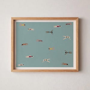 Kleine Leute im Schwimmbad Kunst | Pool Haus Dekor | Kleine Menschen Kunst | Minimalistische Kunst | Poster Sommer | Digitaler Download | Druckbare Kunst